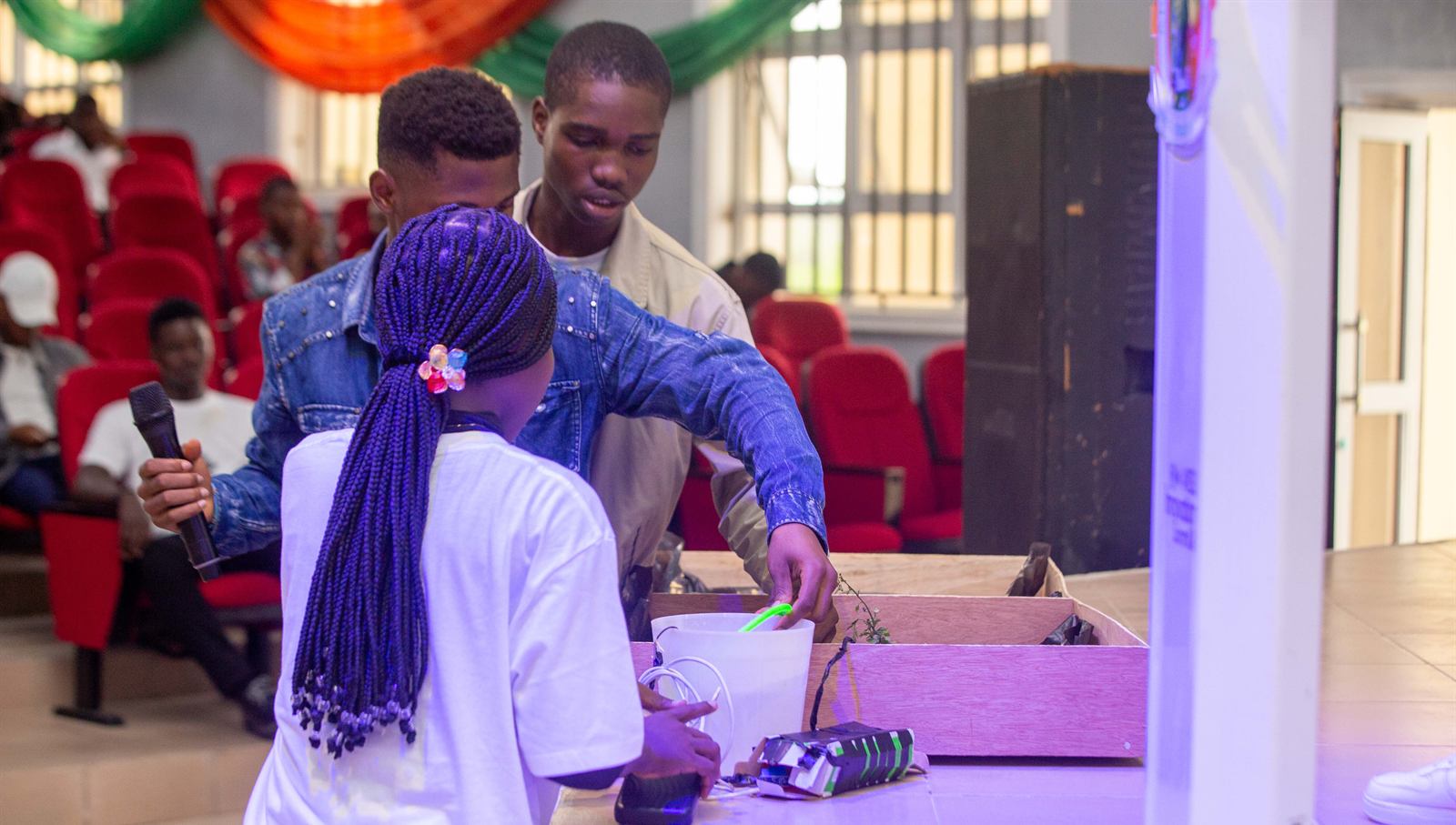 Students setting up a hardware project