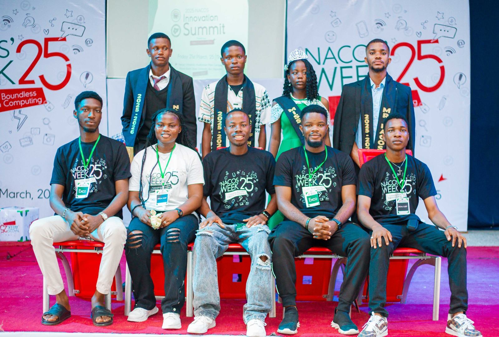Executives and pageant winners on stage at NACOS Week 2025